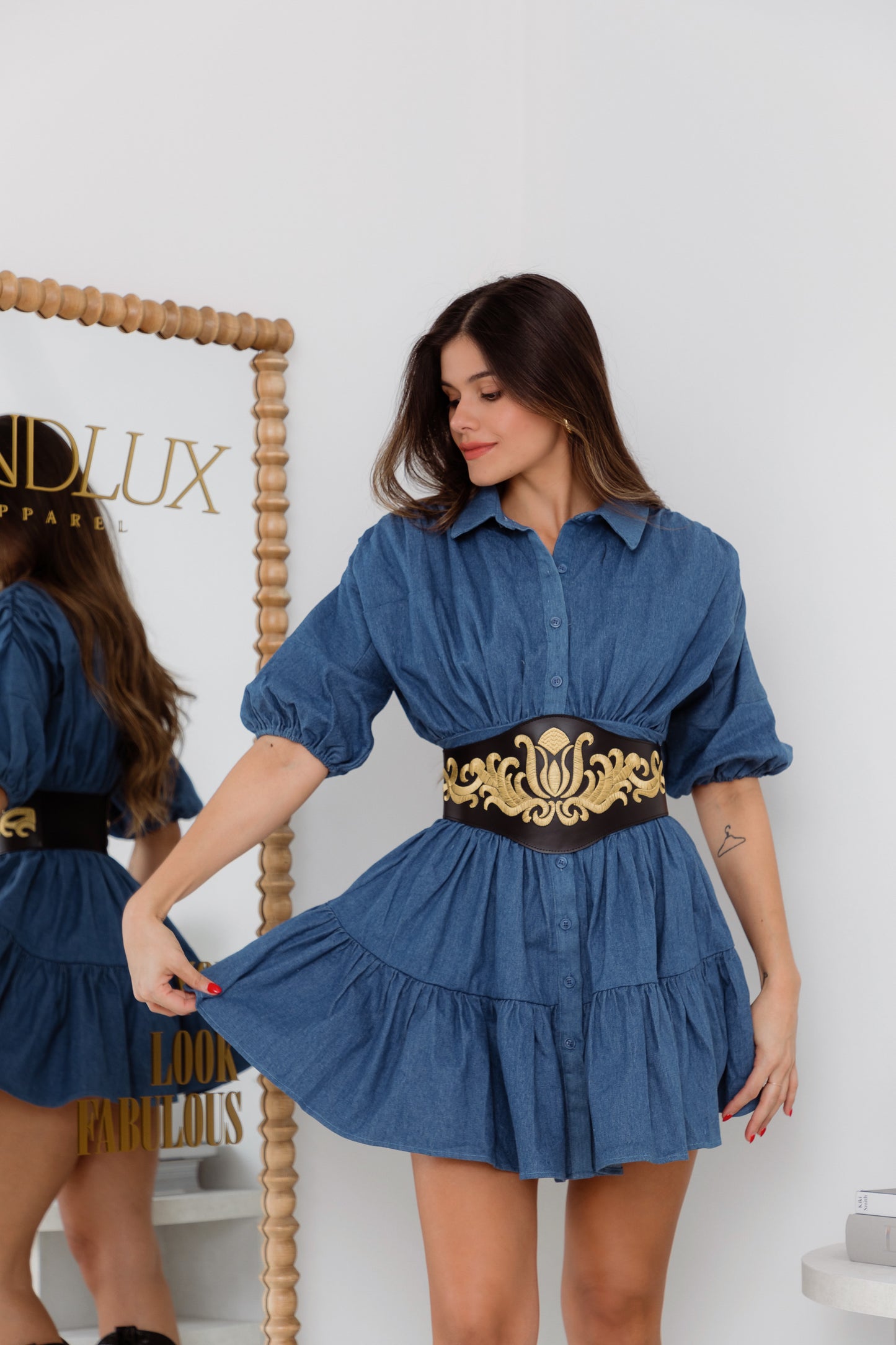 INDIGO CHARM DENIM DRESS
