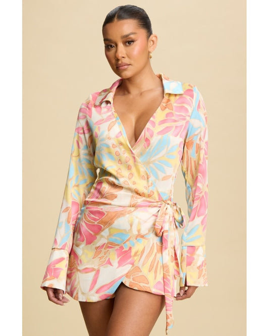 PINK AQUA TRINITY TIE ROMPER