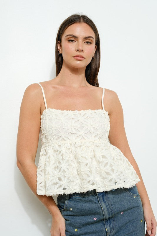 FLORAL STRAP PEPLUM TOP