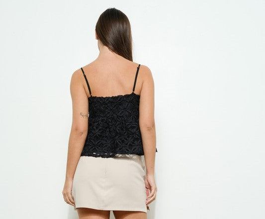 FLORAL STRAP PEPLUM TOP