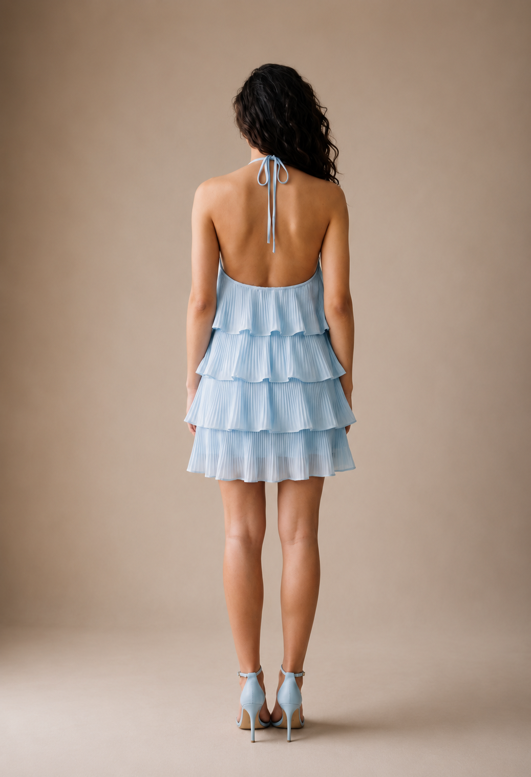 AMELIA RUFFLE HALTER DRESS