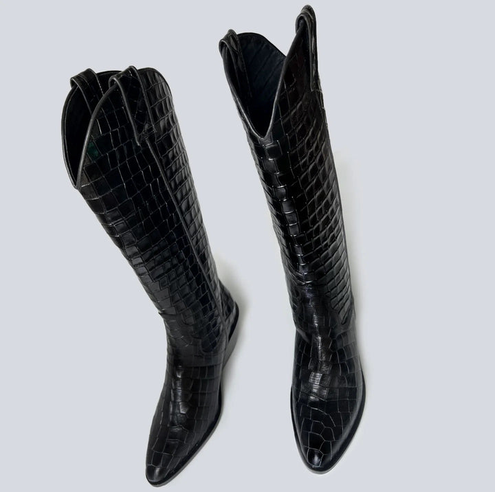 CROC-EMBOSSED COWBOY BOOTS