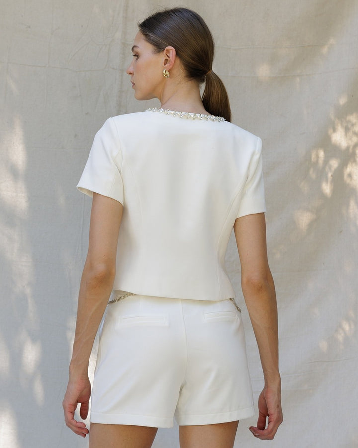 CRYSTAL EDGE TAILORED SHORT SET