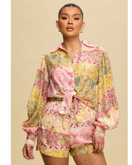 PRINTED SHORT SET