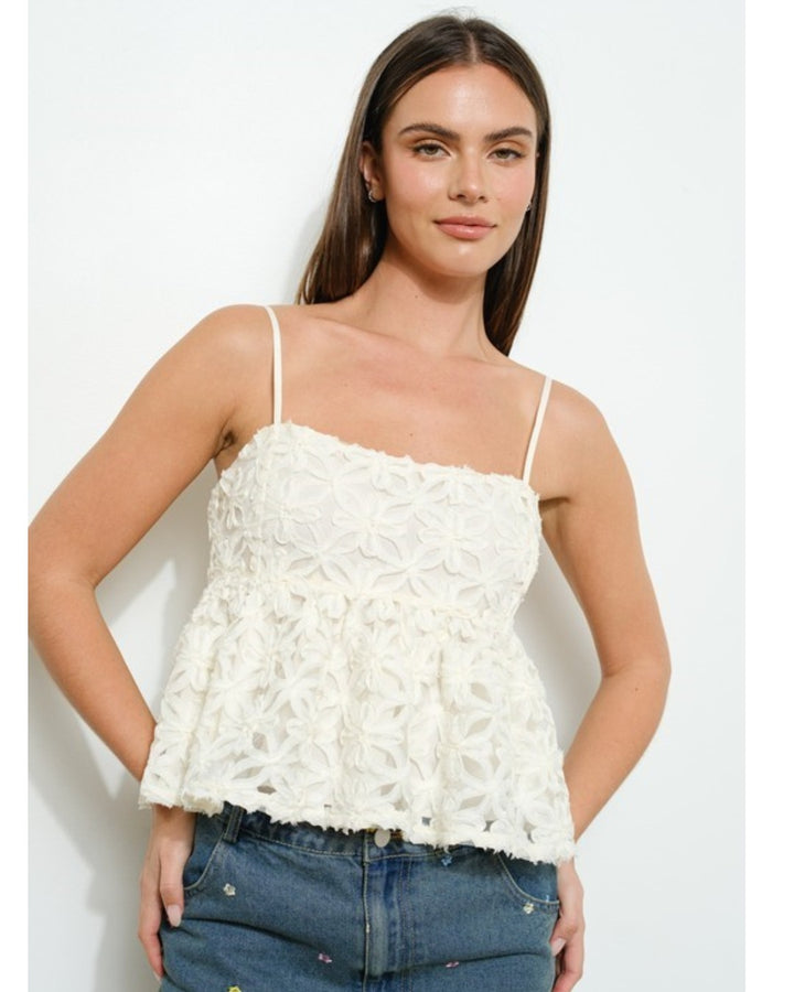 FLORAL STRAP PEPLUM TOP