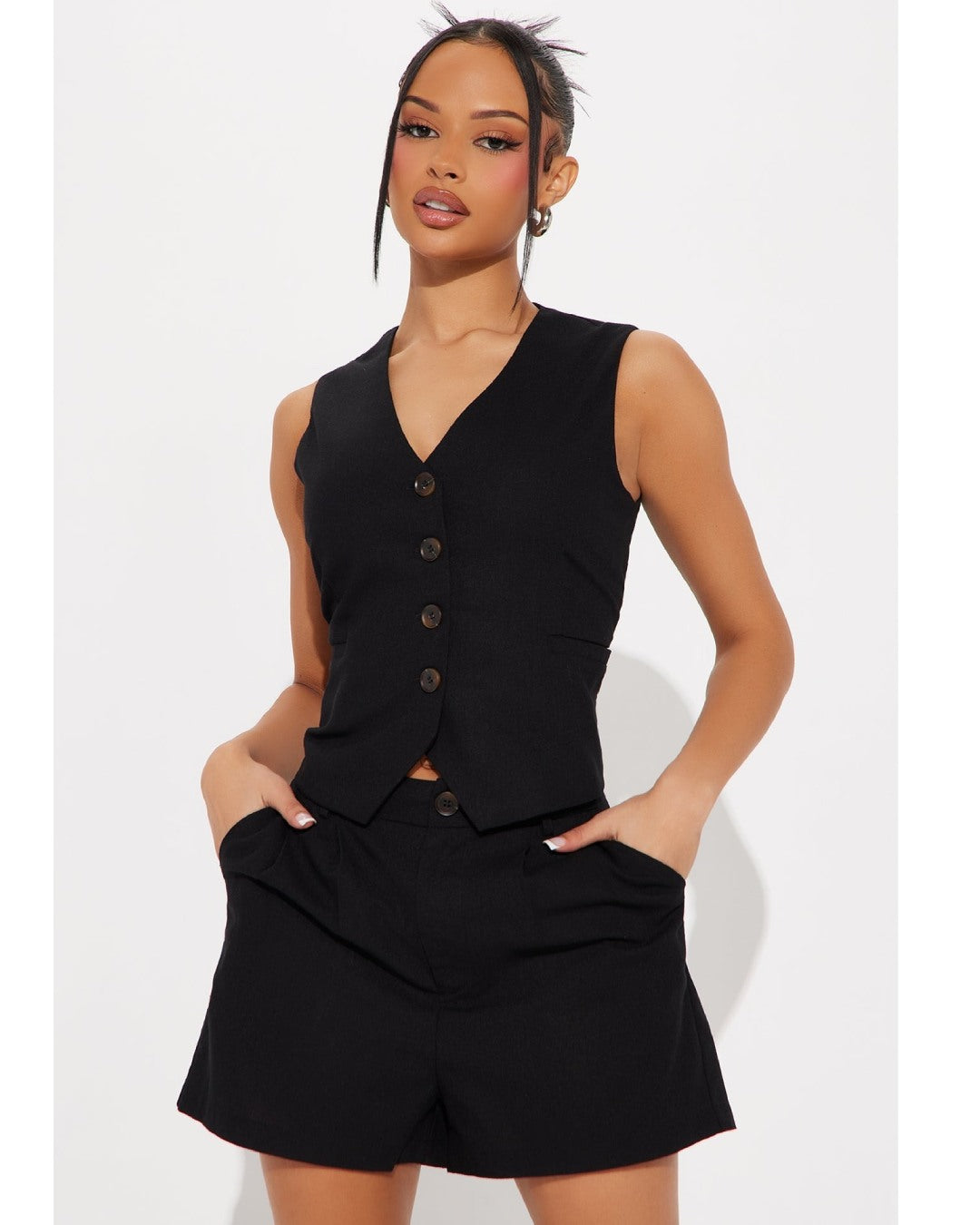 LINEN VEST AND SHORT SET