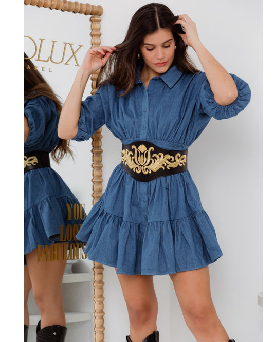 INDIGO CHARM DENIM DRESS