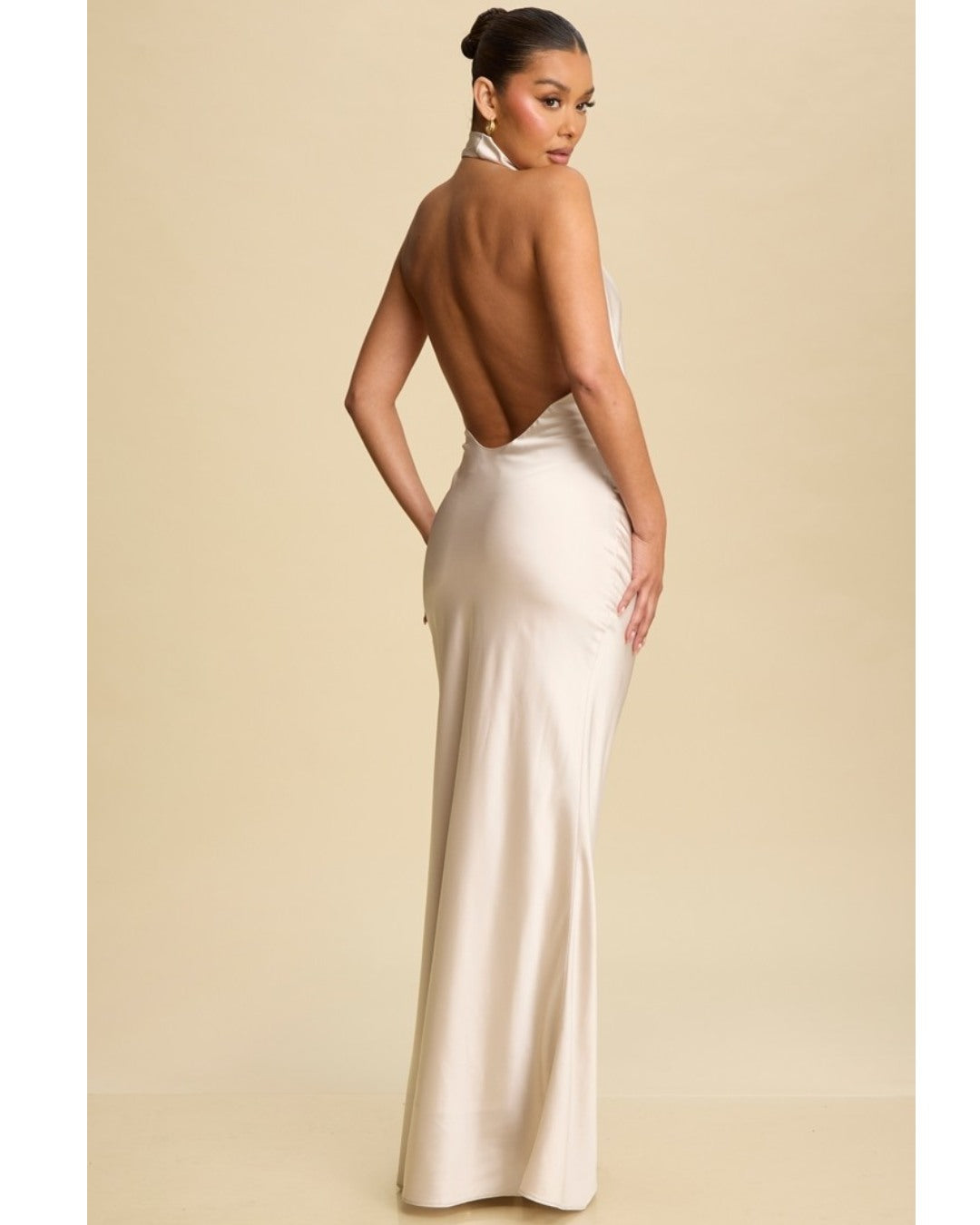 MAXI DRESS SATIN OPEN BACK