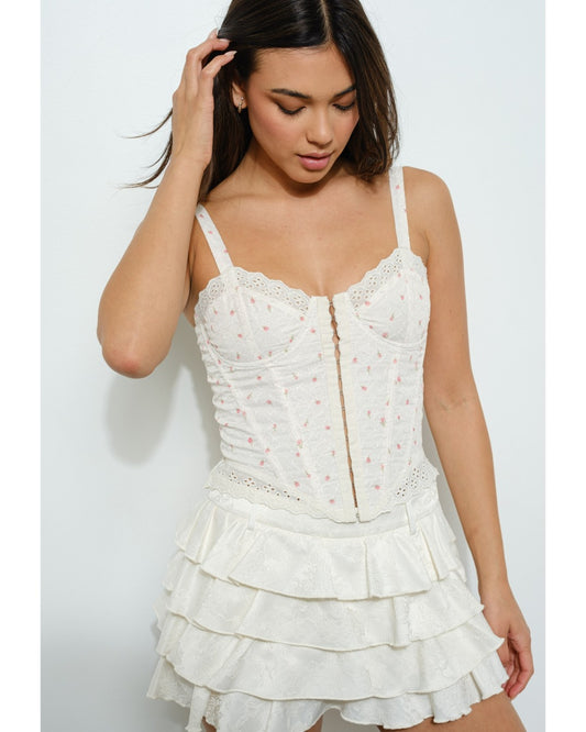 EYELET CORSET FLORAL