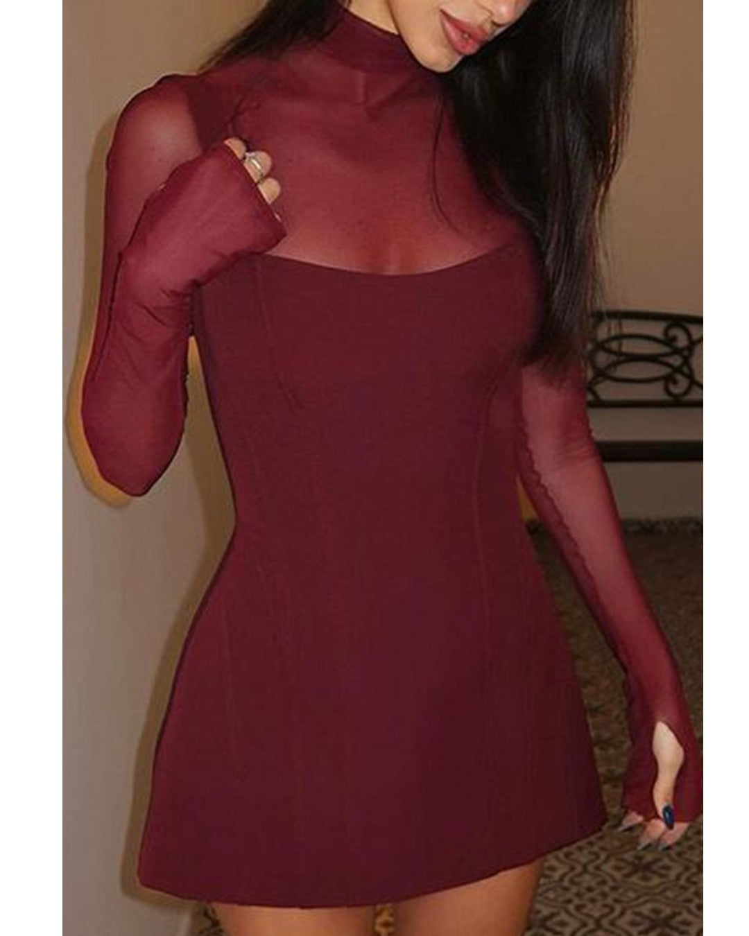 LUMINA SHEER NECK DRESS