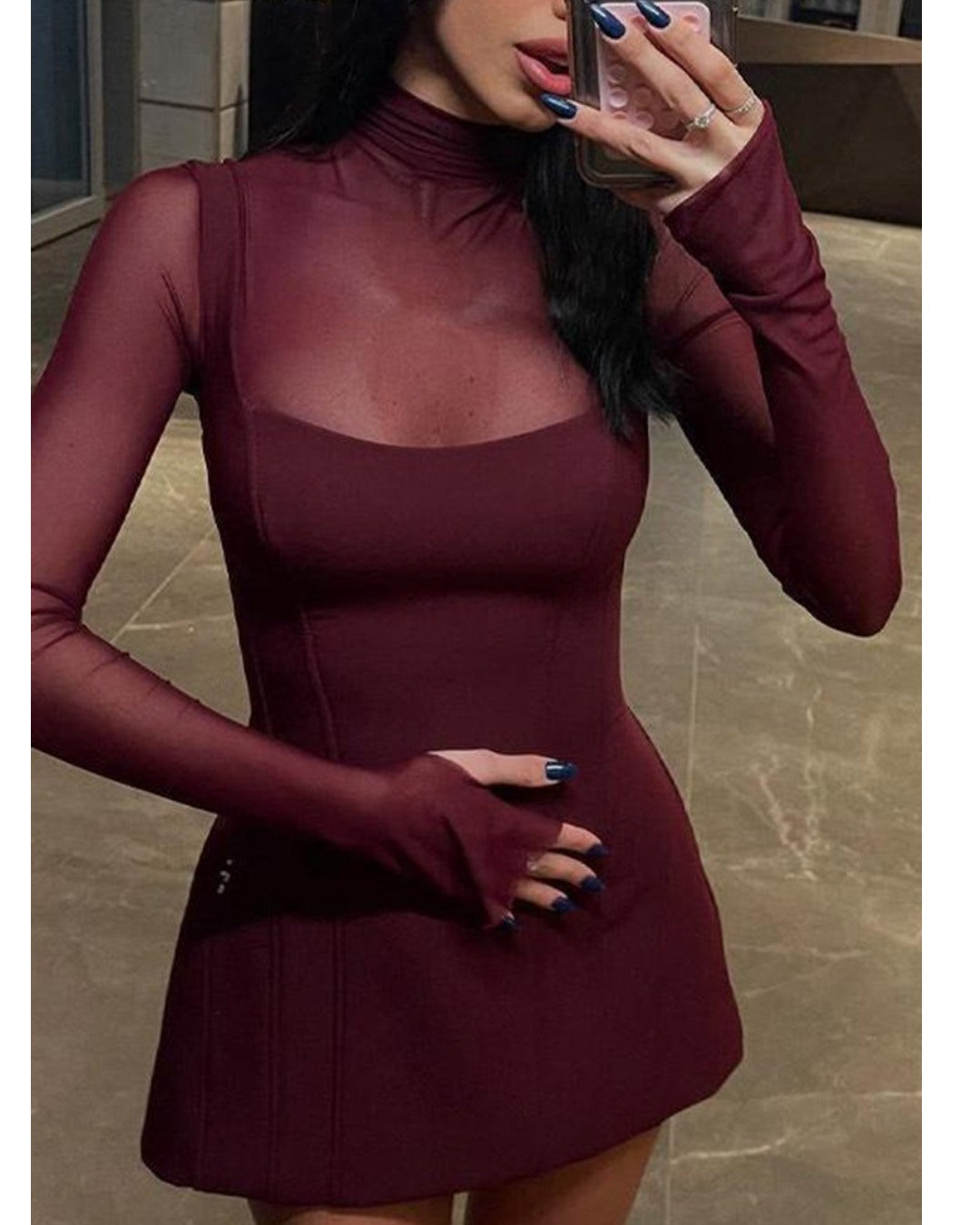 LUMINA SHEER NECK DRESS