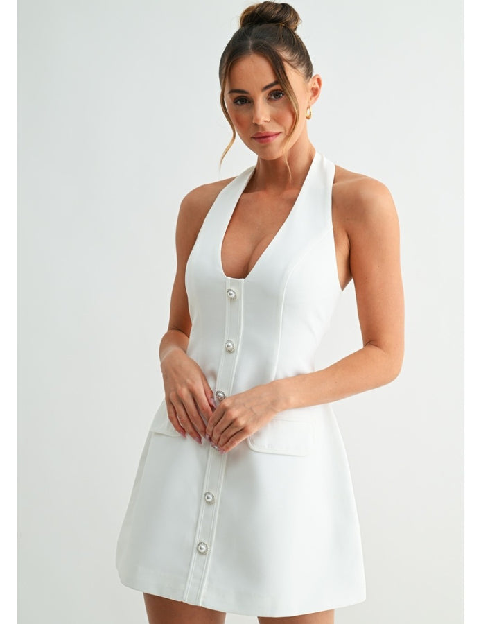 LUNA PEARL HALTER DRESS