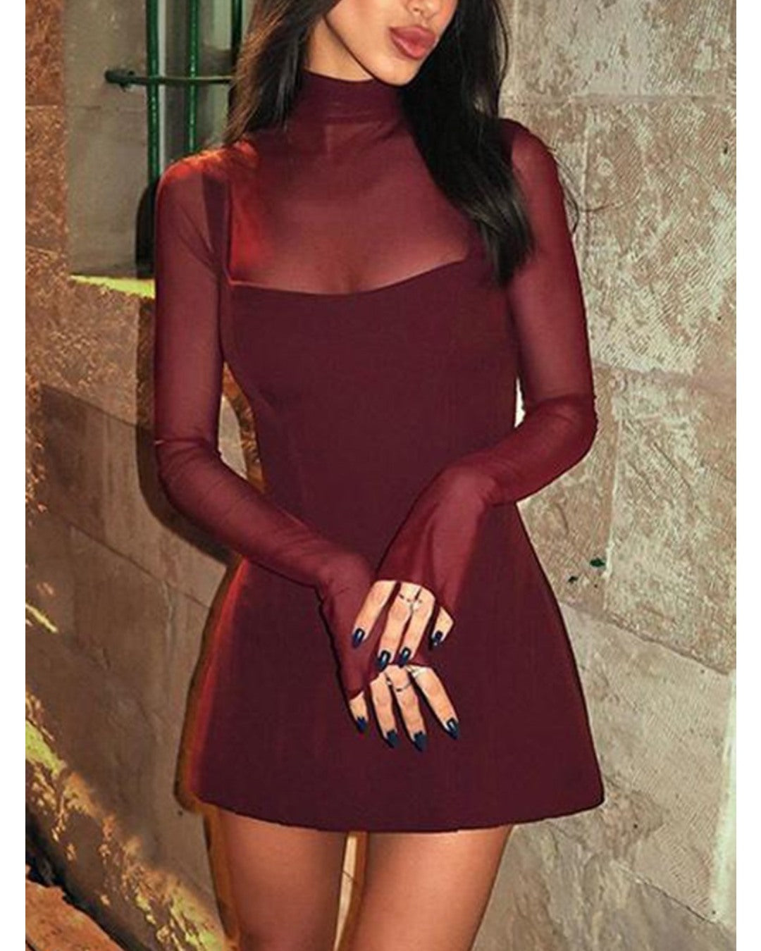 LUMINA SHEER NECK DRESS