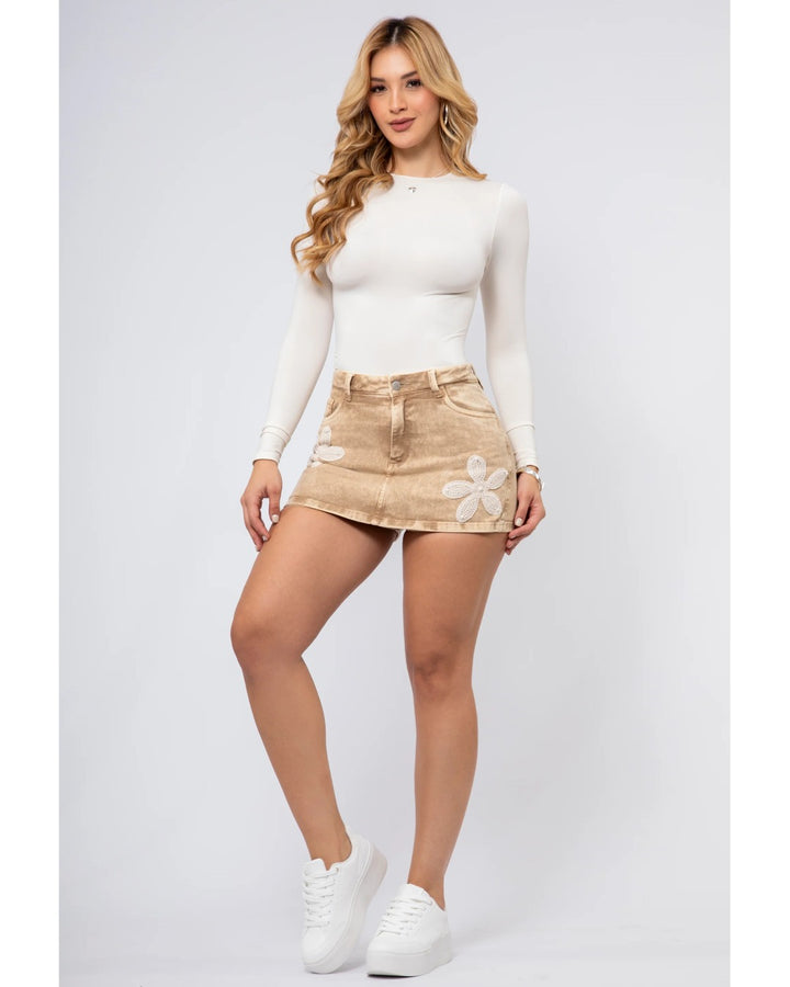 DENIM BLOOM SKORT
