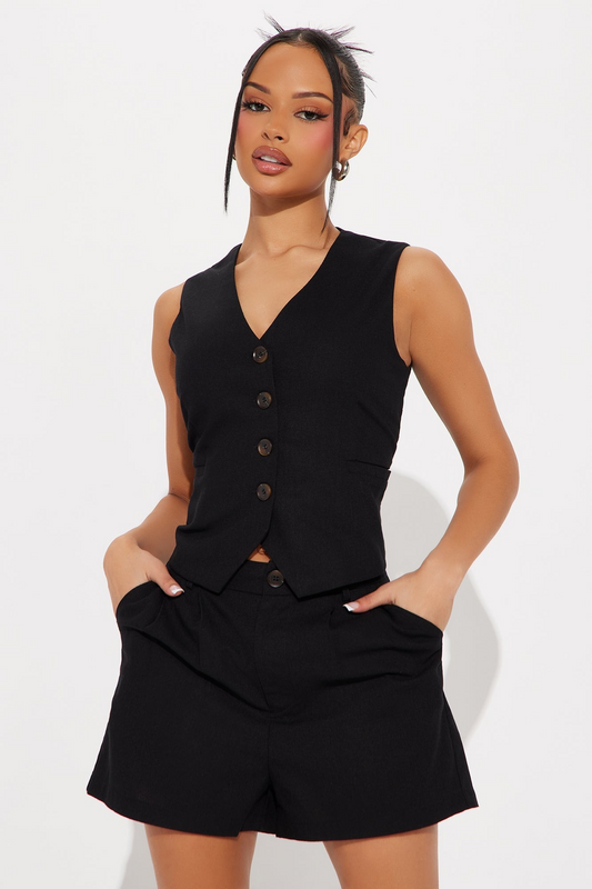 LINEN VEST AND SHORT SET