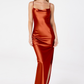 METALLIC SATIN MAXI DRESS
